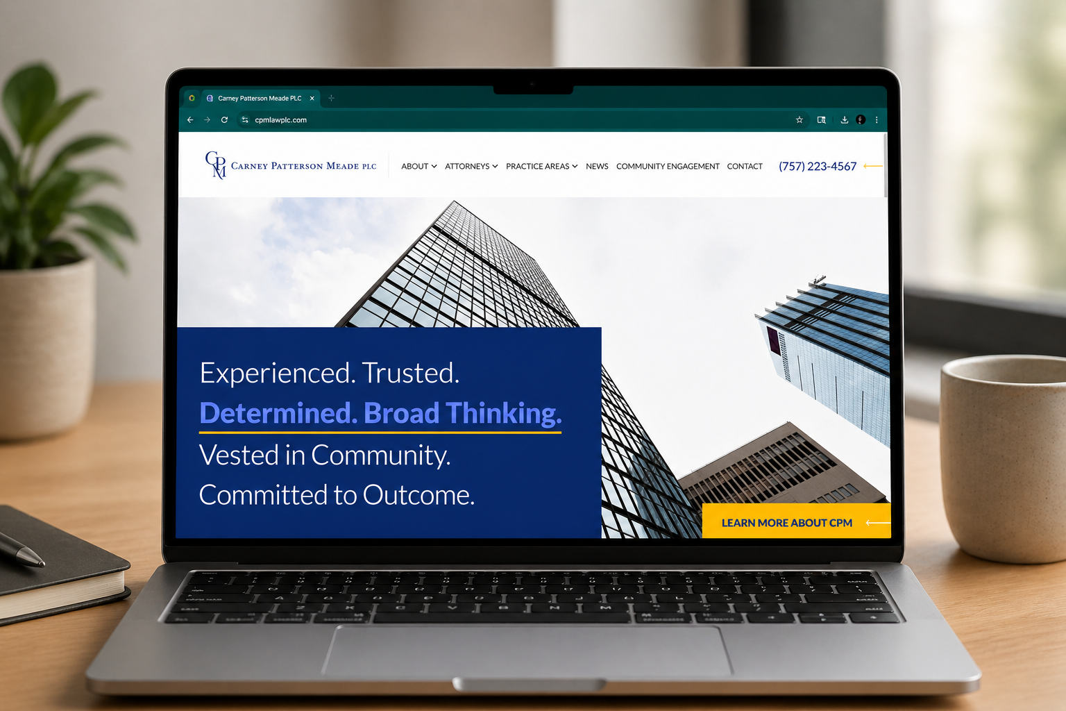 CPM law website preview on laptop