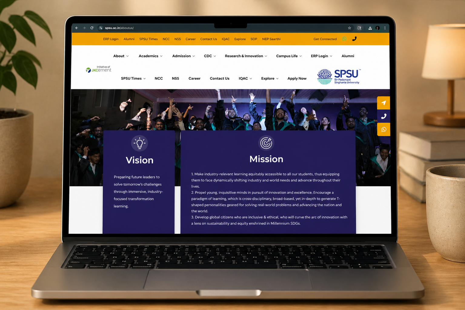 SPSU website redesign preview on laptop